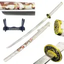 White Dragon Vigil Samurai Sword Display Set - Carbon Steel