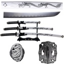 White Dragon Triad Samurai Sword Set - Plastic Scabbard
